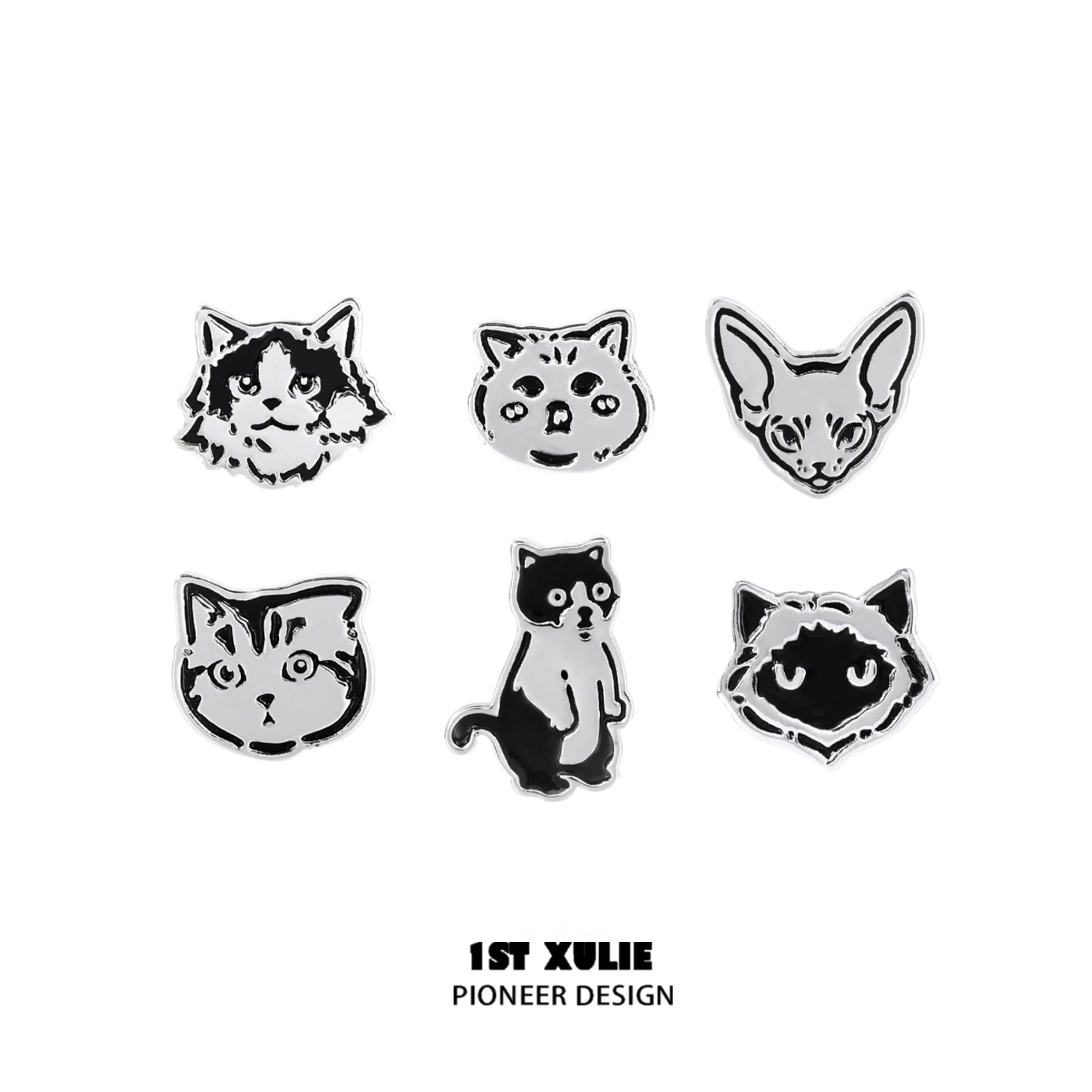 Graffiti Kitten S925 Sterling Silver Stud Earrings for Women - Cute Cartoon Cat Earrings for Everyday Wear, Gift for Cat Lovers & Trendy Jewelry for Casual Outfits