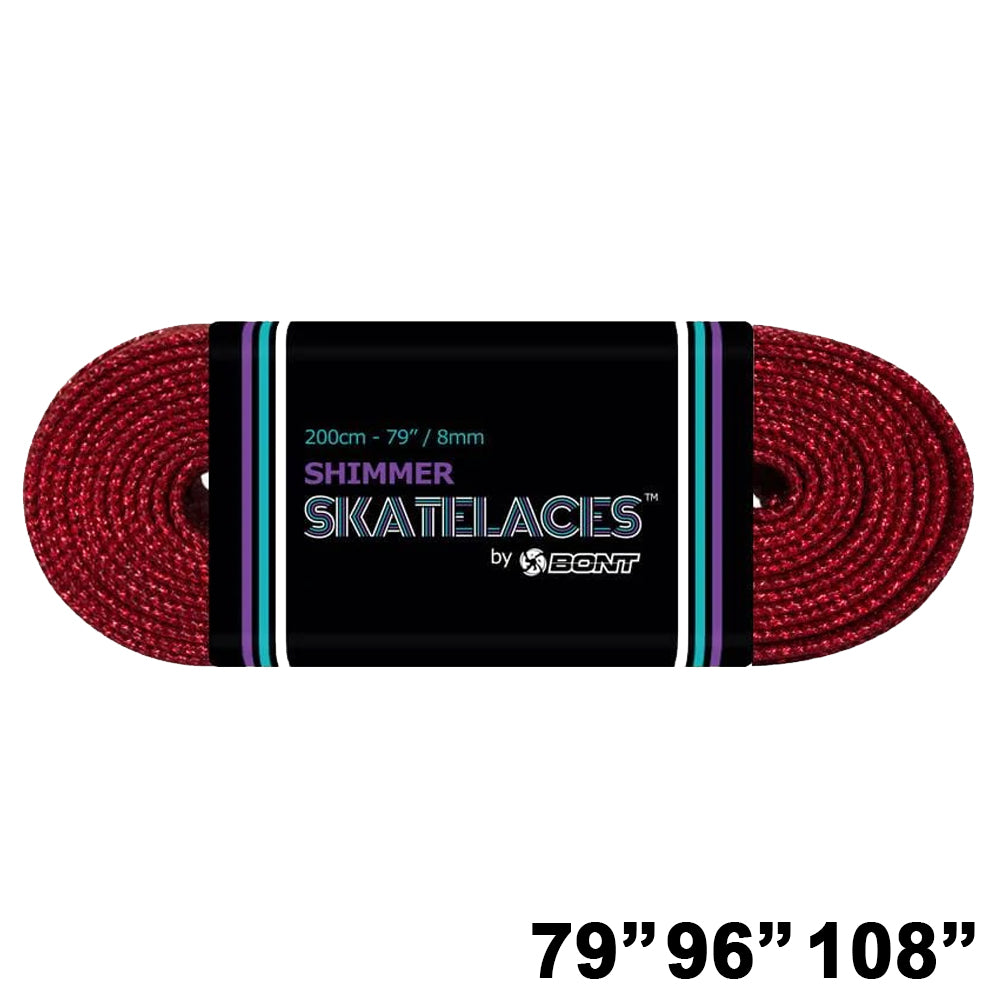 Bont Shimmer Waxed Lace - 8mm Very Cherry Red Shoe Laces for Roller Skates, Ice Skates & Figure Skating - Premium Waxed Laces for Enhanced Performance & Durability