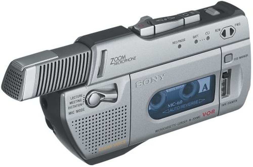 Sony M-200MC Professional Microcassette Recorder with Built-in Microphone - Compact Voice Recorder for Lectures, Interviews & Meetings