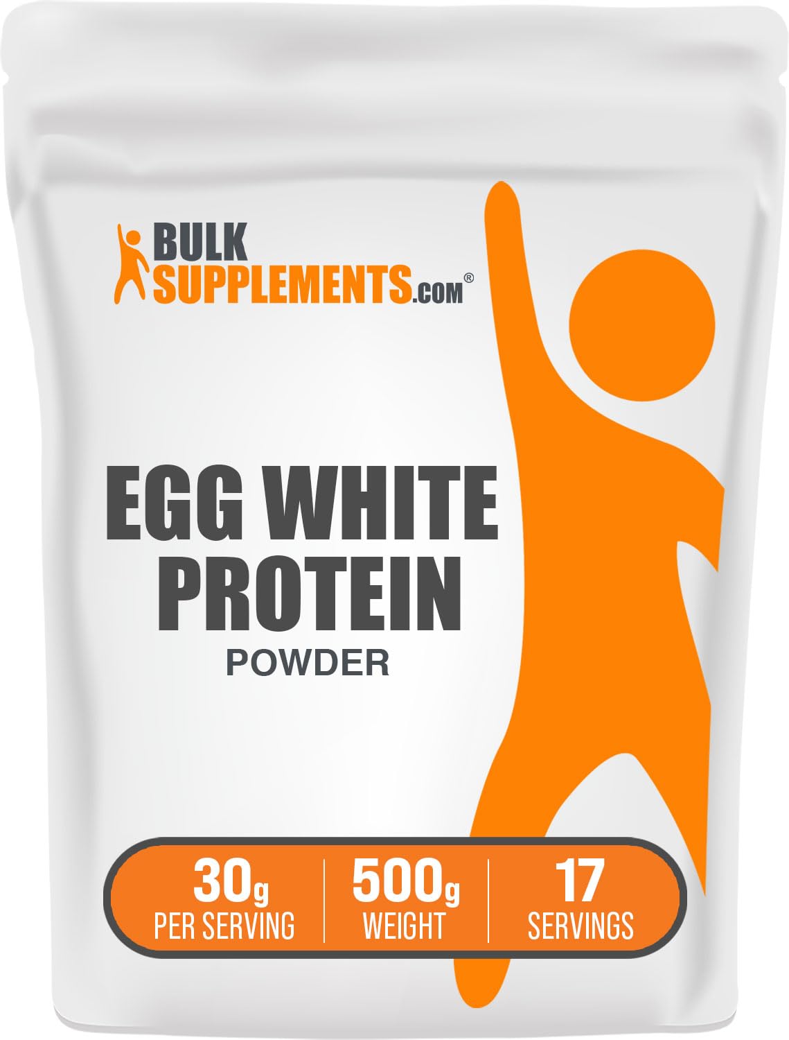 BulkSupplements Pure Egg White Protein Powder - 500g (1.1 lbs) Unflavored, Lactose Free & Dairy Free Protein Supplement - 30g per Serving for Baking, Smoothies & Post-Workout Recovery