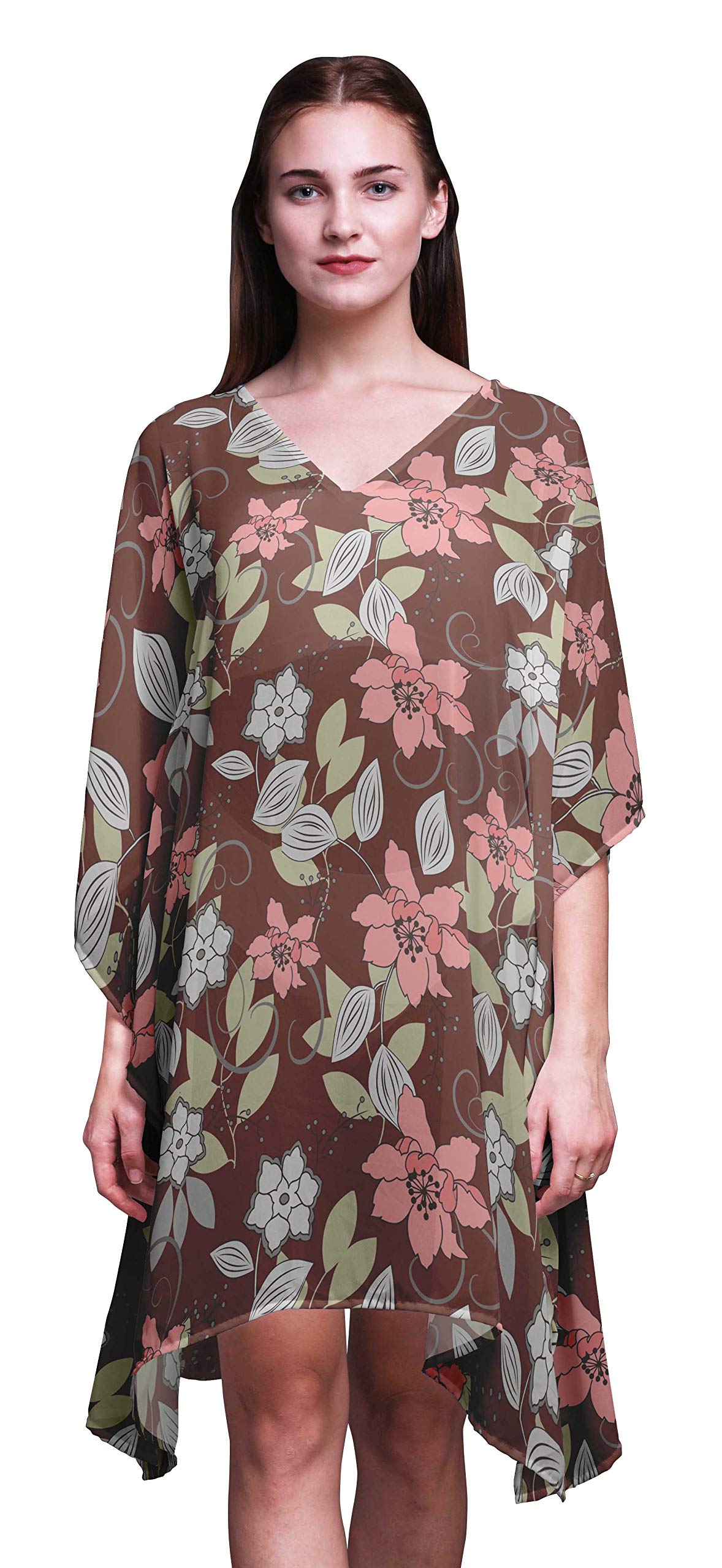 Bimba Women's Short Caftan Midi Dress - Beach Cover Up Swimwear, Summer Boho Kaftan for Poolside, Vacation & Resort Wear