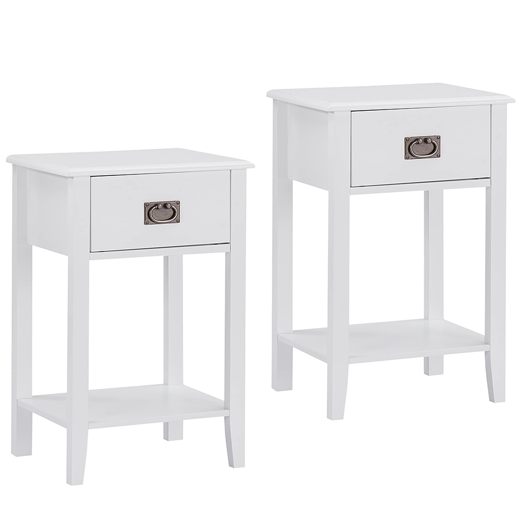 VECELO Set of 2 Nightstands - Vintage Style End/Side Tables with Solid Wood Legs & Drawer for Bedroom, Living Room | Perfect for Small Spaces, Bedside Storage & Home Decor