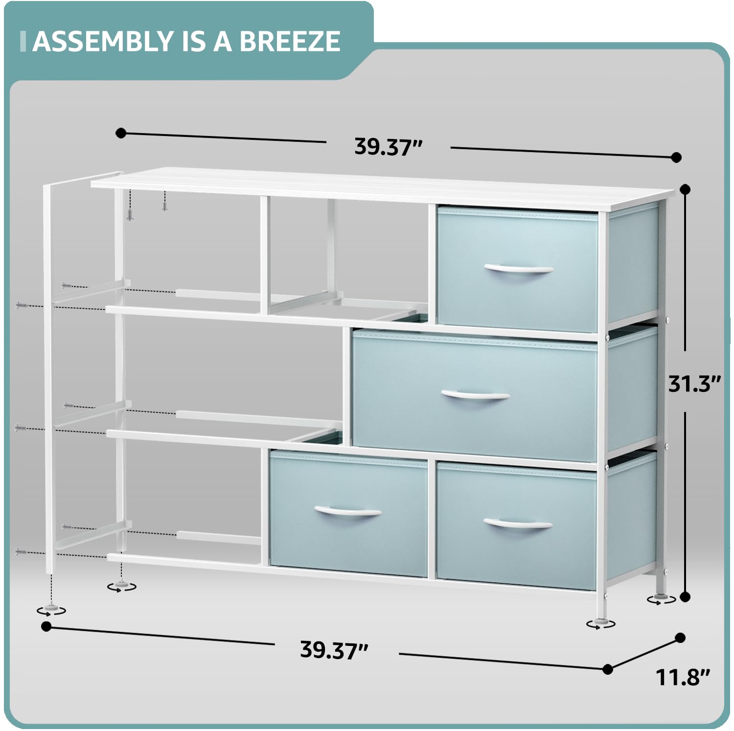 Sorbus 8-Drawer Kids Dresser with Steel Frame & Wood Top - Fabric Bin Organizer for Clothes, Nursery, Bedroom & Closet - Sturdy Children's Storage Furniture for Toys, Blankets & Baby Essentials