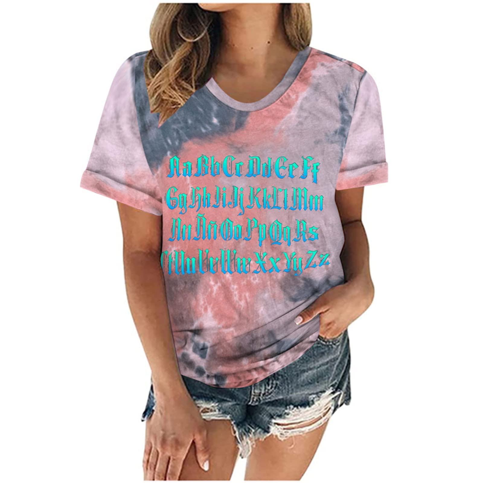 **Women's Tie-Dye Print Oversized T-Shirt – Fashion Short Sleeve Round Neck Workout Top for Casual & Gym Wear**    *(Perfect for Yoga, Running, Lounge & Everyday Comfort)*