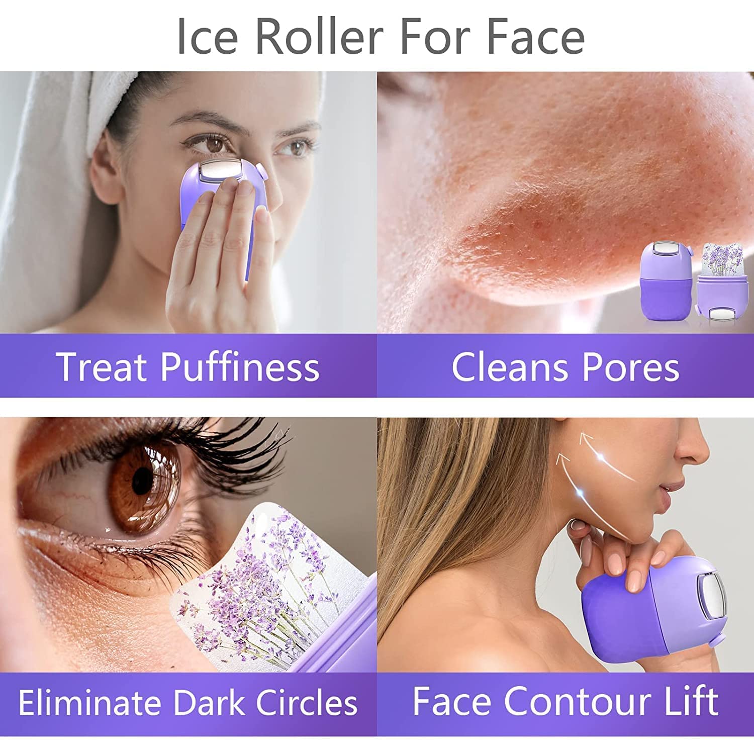 XSKY Ice Roller for Face & Neck Massage - Reusable Cooling Facial Tool to Reduce Puffiness, Tighten Skin & Improve Glow - Perfect for Morning Routine & Post-Workout Recovery