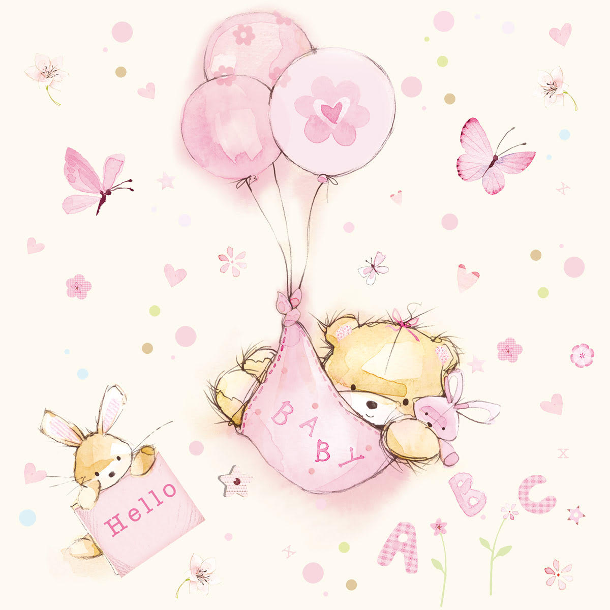 20 Pack Cute Baby Girl Lunch Napkins - Soft & Absorbent Disposable Napkins for Toddlers, Kids Meals, School Lunches & Picnics