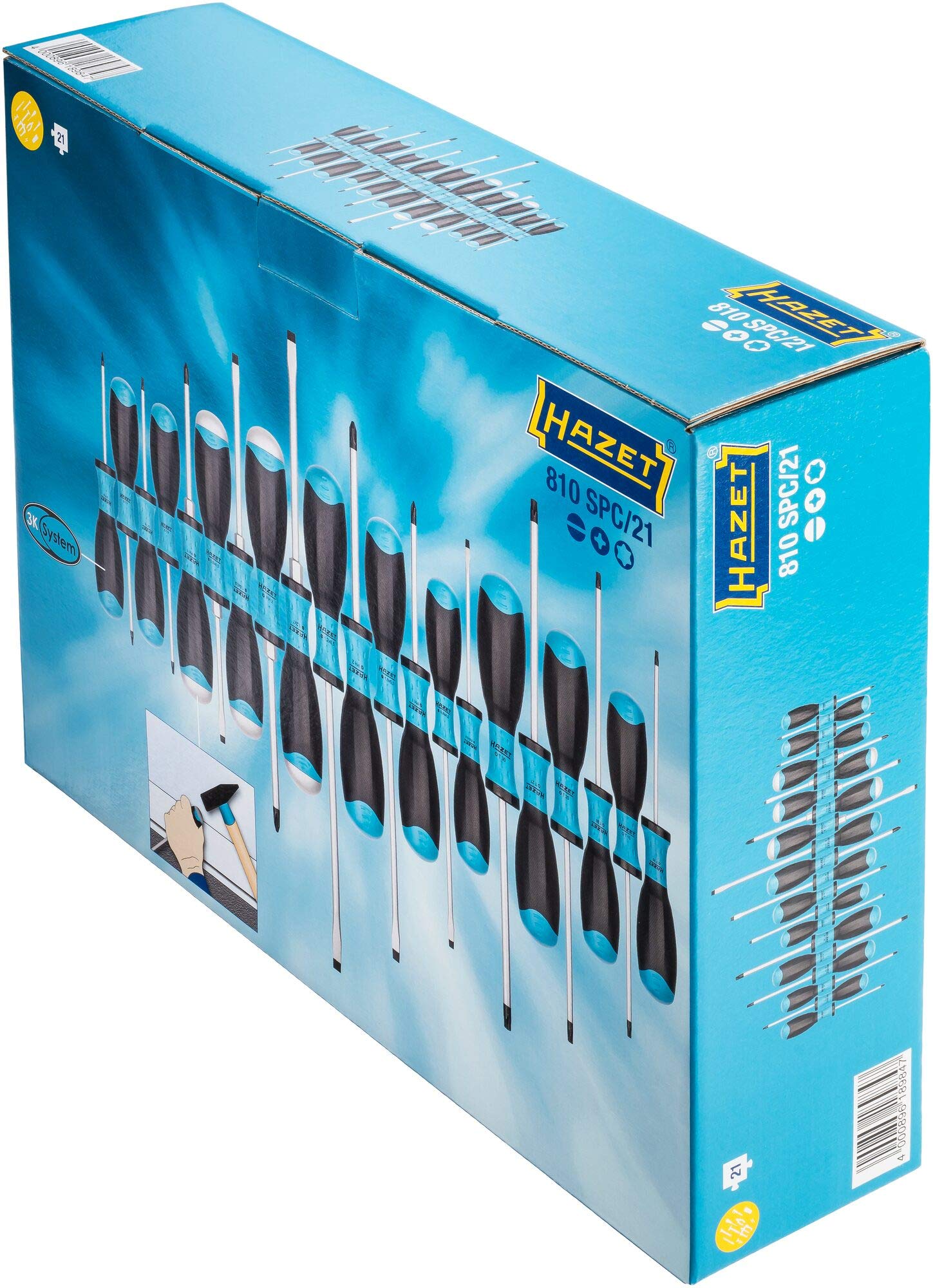Hazet 810SPC/21 Professional 21-Piece Screwdriver Set with Jumbox Storage Case - Perfect for Automotive Repair, DIY Projects & Home Maintenance