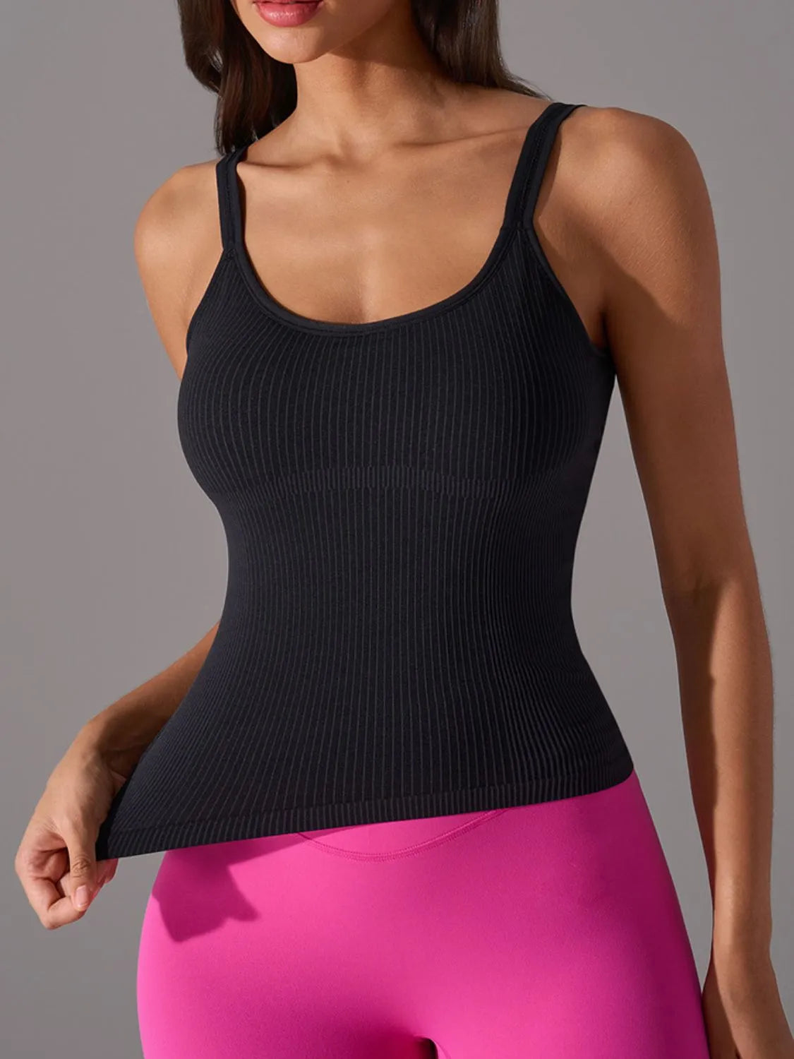 Women's Scoop Neck Active Tank Top with Removable Chest Pads - Yoga, Gym & Workout Essential