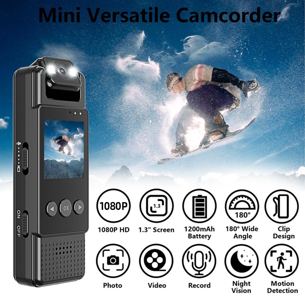 1080P WiFi Body Camera with Audio & Video Recording, Wearable Mini Clip-on Camcorder, 180° Rotatable Lens, Night Vision & Motion Detection - Ideal for Law Enforcement, Security Guards, Outdoor Adventures & Travel Vlogging
