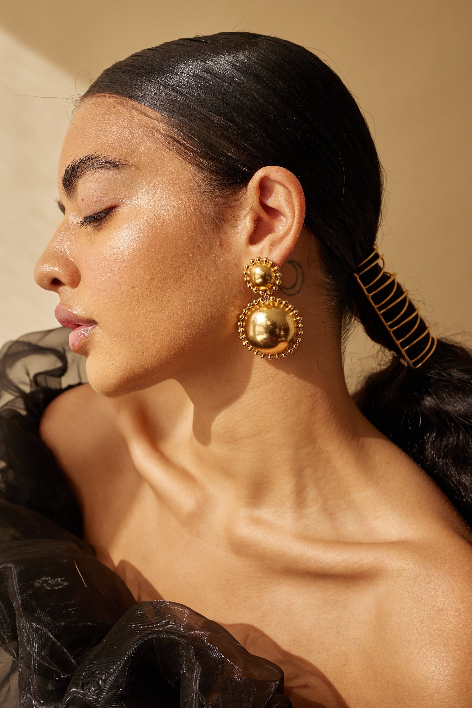 Lucia Dome Earrings – Elegant Gold-Plated Hoop Earrings for Women | Perfect for Parties, Weddings & Everyday Wear