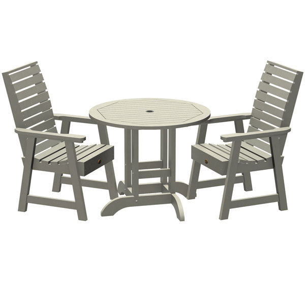 Glennville 3-Piece Round Dining Table Set for Kitchen, Breakfast Nook & Small Spaces - Patio, Balcony or Indoor Use