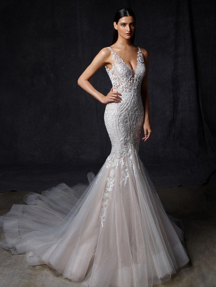 Enzoani Olinda Wedding Gown - Elegant Lace Bridal Dress for Bride, Perfect for Church Ceremony & Formal Reception