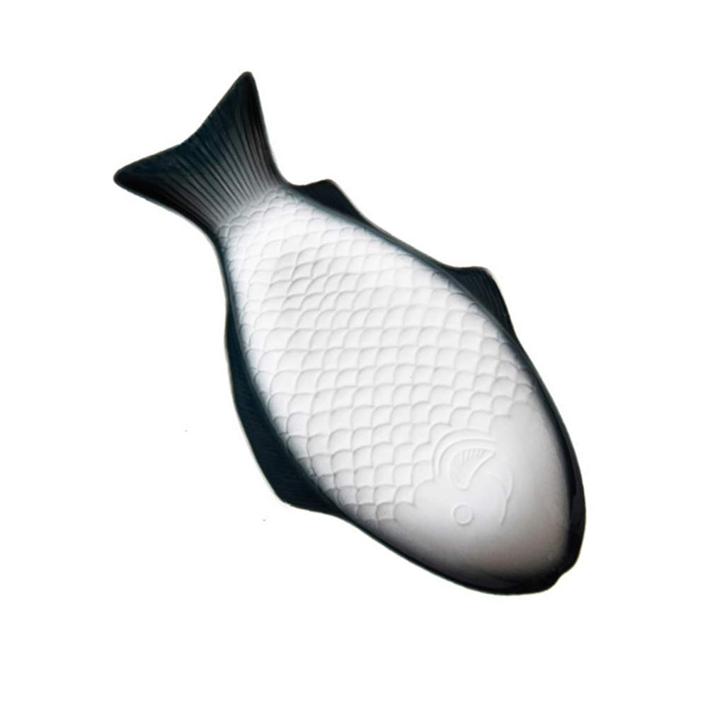 DOITOOL 15-Inch Dark Green Fish Shaped Ceramic Plate - Creative Serving Dish for Sushi, Appetizers & Snacks - Elegant Home & Restaurant Decorative Platter for Parties, Dining & Food Display
