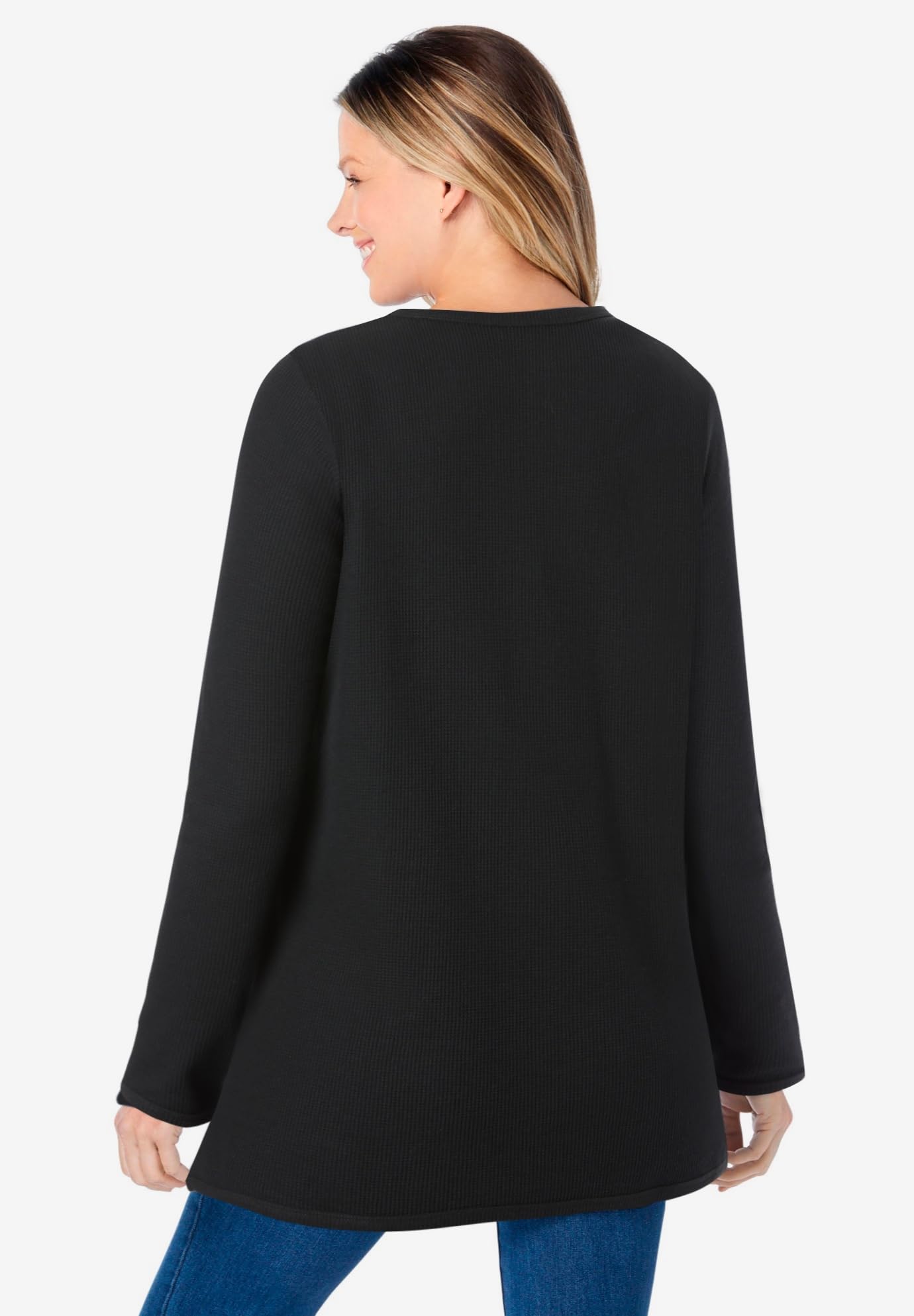 Woman Within Women's Plus Size Waffle Thermal Sweatshirt - Cozy Winter Pullover for Casual Wear & Outdoor Activities