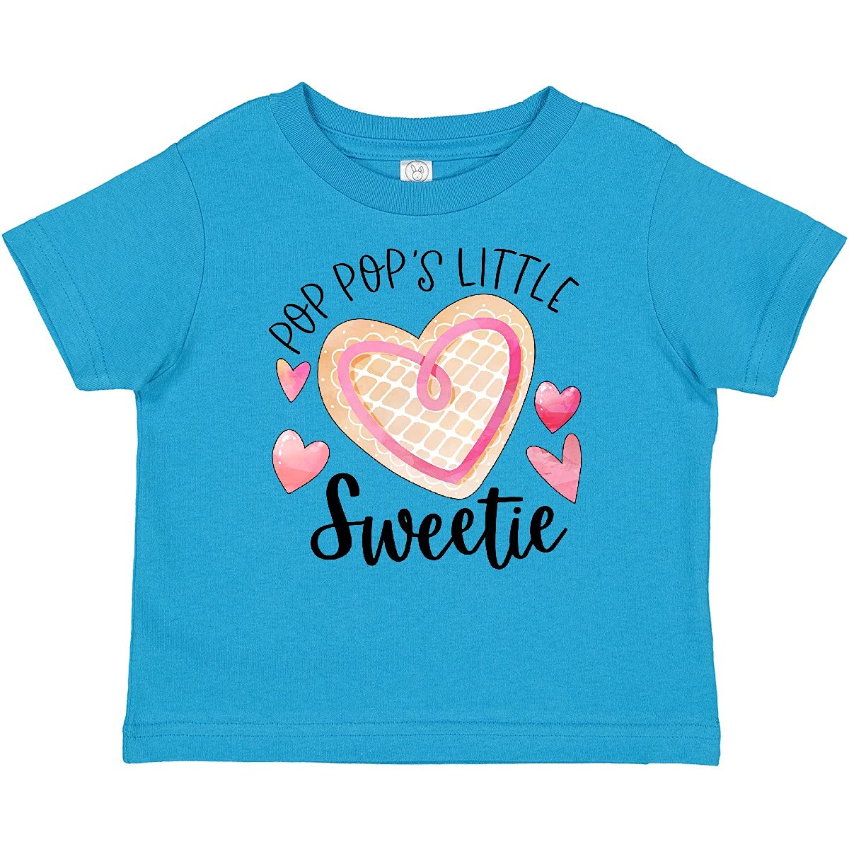 Inktastic Pop Pop's Little Sweetie Pink Heart Cookie Baby T-Shirt - Cute Outfit for Toddlers, Birthday Gifts & Family Matching Outfits