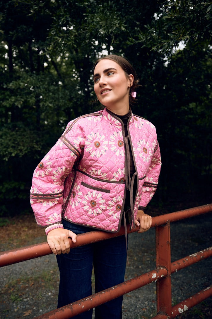 Eloise Reversible Quilted Jacket for Women - Wildflower Pink Lightweight Puffer Coat | Perfect for Fall, Winter & Outdoor Activities
