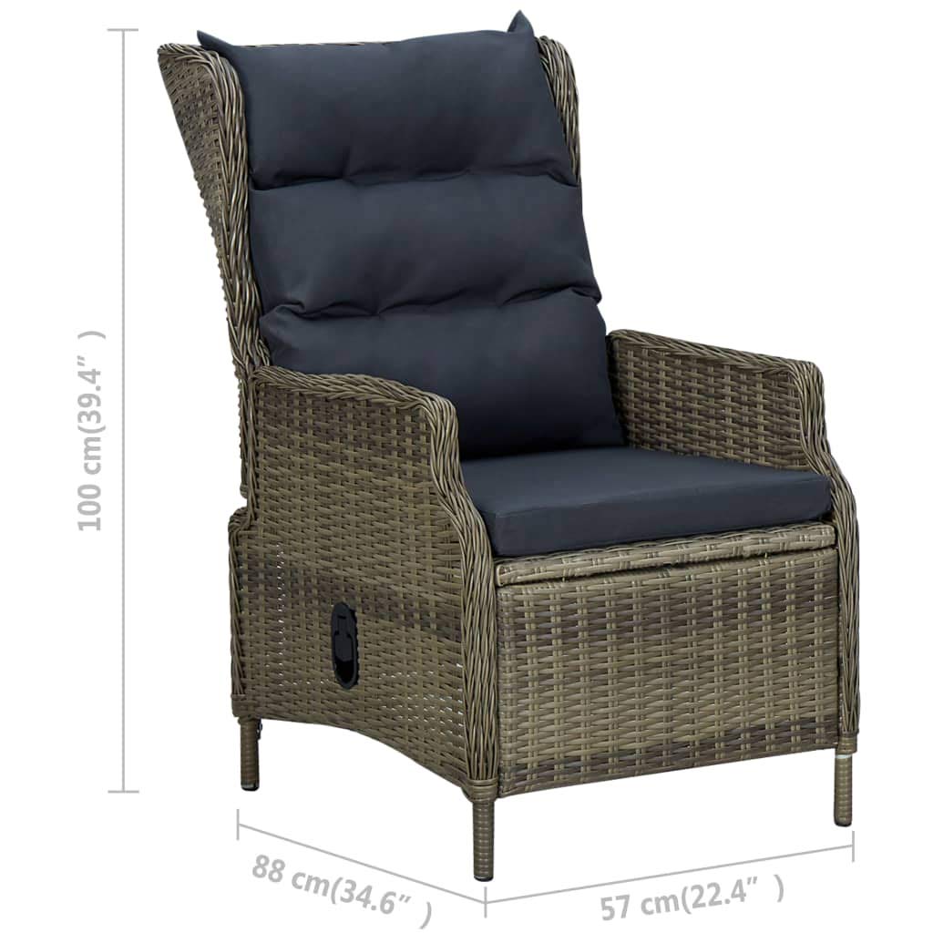Brown Poly Rattan Patio Wicker Chair with Cushions - Outdoor Armrest Dining Chair for Garden, Balcony, Lawn & Indoor Use - Comfortable Reclining Garden Furniture for Relaxing, Entertaining & Lounging
