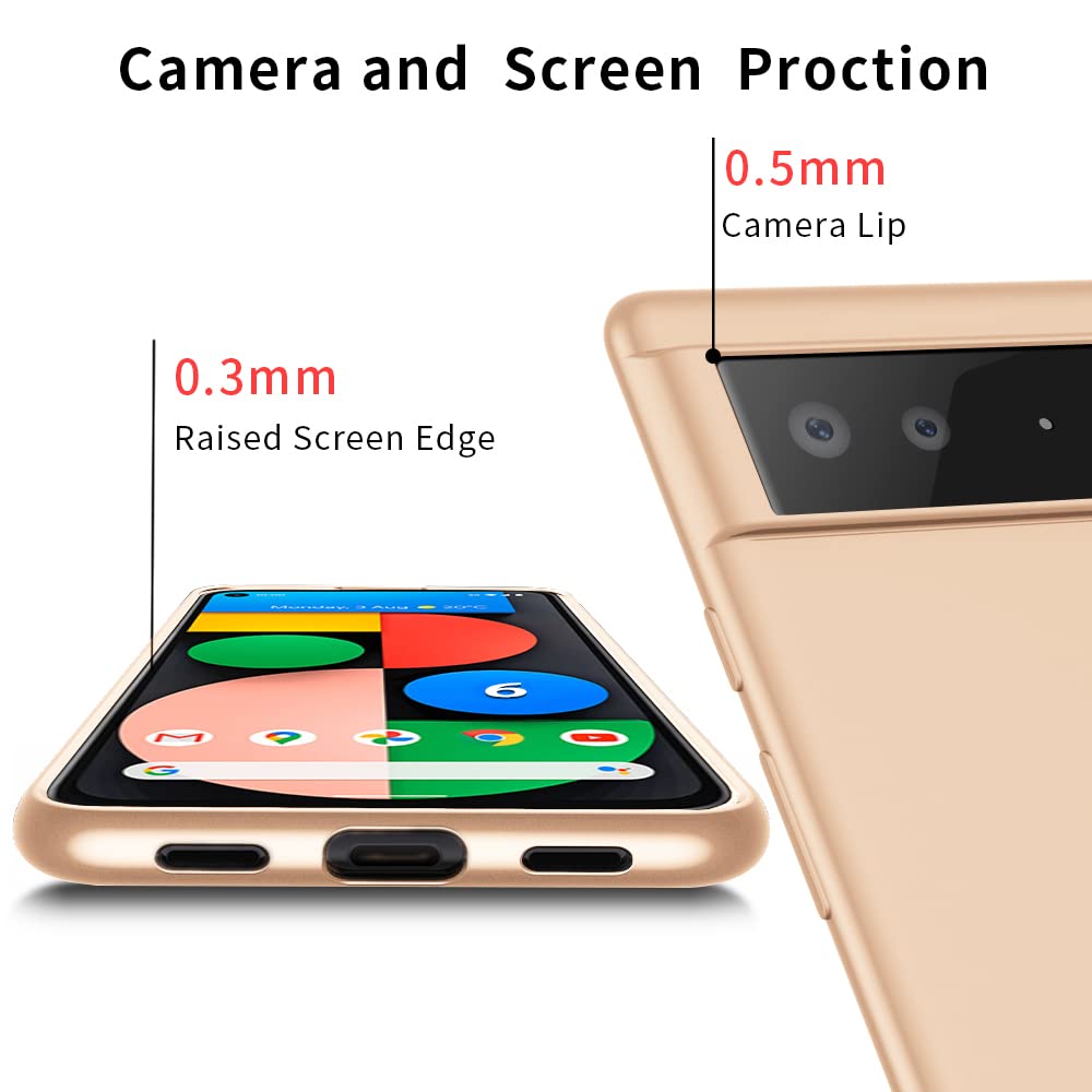 Ultra-Thin Slim Fit Pixel 6 Case - Soft Flexible TPU with Matte Finish | Lightweight Protective Phone Cover for Google Pixel 6 (Gold) | Perfect for Everyday Use, Work & Travel Protection