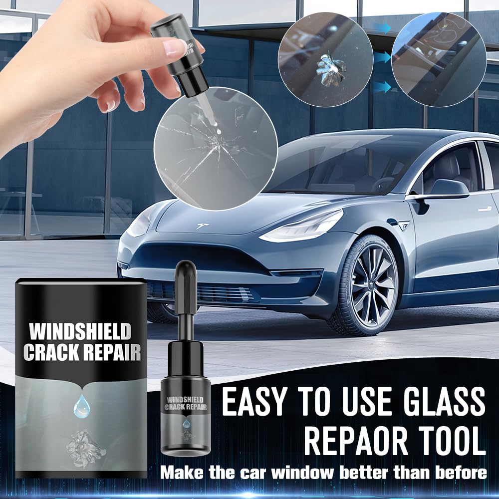 Windshield Crack Repair Kit - 4 Set Car Window Repair Fluid for Chips & Star Shaped Cracks | Automotive Windscreen Glass Repair Tool | DIY Fix for Road Trip & Daily Driving Safety