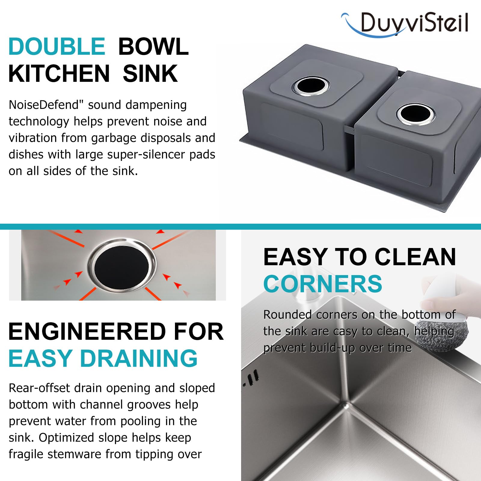 31.5x17.7 Inch Drop-in/Topmount Double Bowl Stainless Steel Kitchen Sink - Nano-Coated, Anti-Clog Drainage & Fruit Baskets Included - Perfect for Modern Kitchens, Meal Prep & Dishwashing