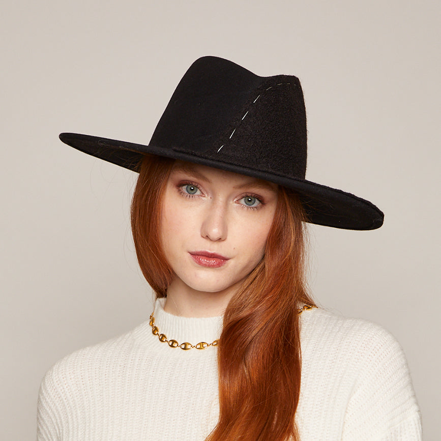 Harlowe Wool Felt Fedora Hat for Men & Women - Classic Wide Brim Dress Hat for Outdoor, Wedding, and Fashion Occasions
