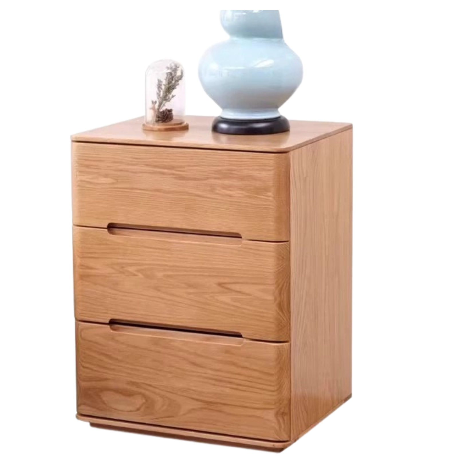 Solid Oak Wood Nightstand with Lock - Stylish and Secure Bedside Table for Bedroom Decor
