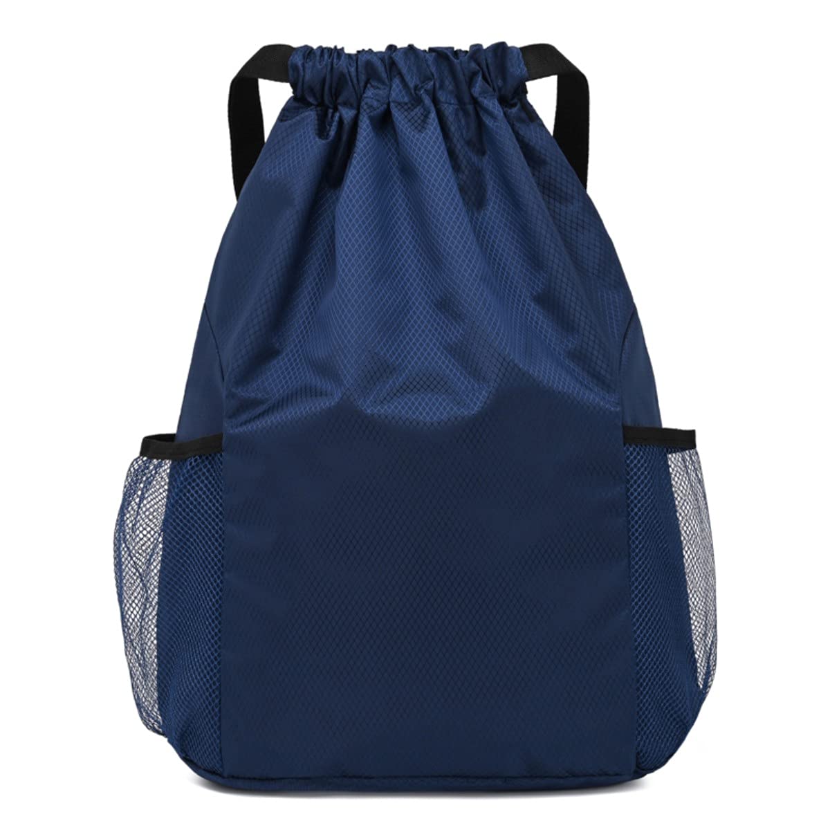 **Men's & Women's Lightweight Foldable Drawstring Backpack - 33x15x41cm Waterproof Gym Sports Sack with Side Pockets - Perfect for Workouts, Travel & Outdoor Activities (Blue)**
