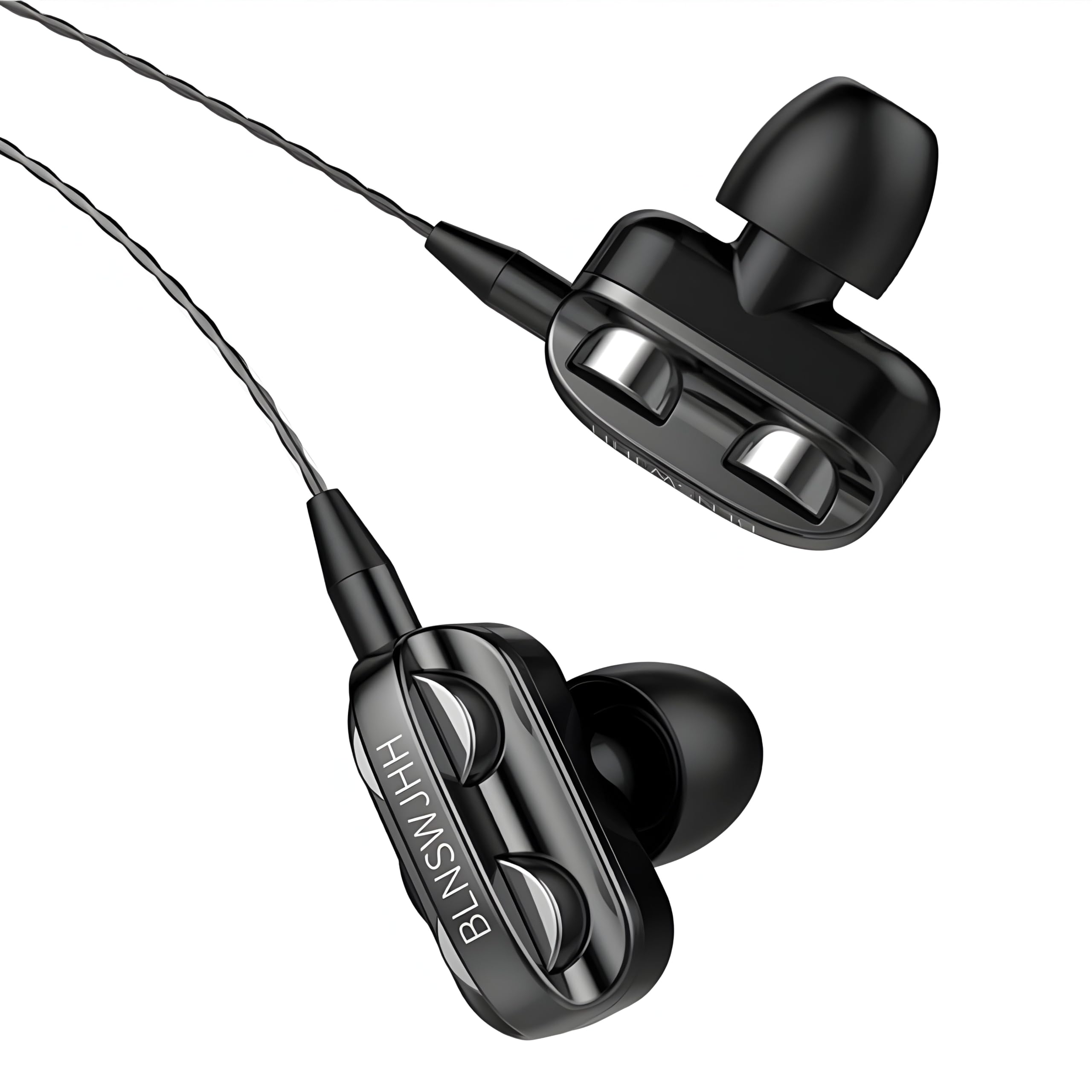 Premium Wired Earphones with Built-in Mic - Stereo Sound & Noise Canceling Headphones for Running, Gym, Sports - Comfortable for Cooking & Daily Use (A4-Black)