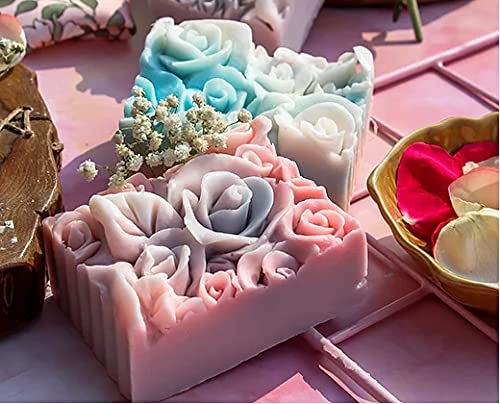 Lush Rose and Lavender Melted Soap Bar - Handmade Aromatherapy Soap for Relaxation & Skin Care - Perfect for Bath, Shower & Gift Giving