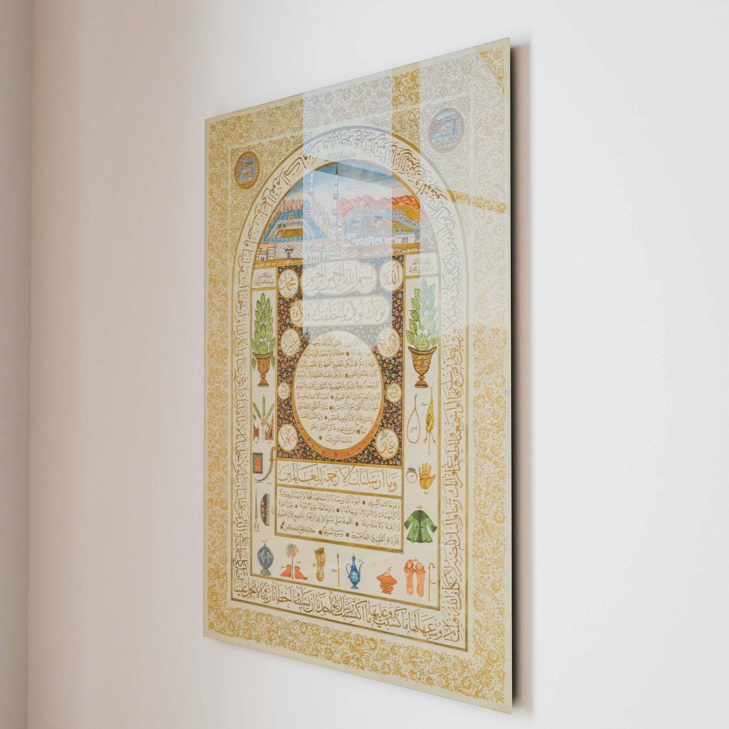 Noble Hilya Sharif of Prophet Muhammad - Islamic Wall Art on Tempered Glass by Ahmed Kemal | Perfect for Home Decor, Mosque & Islamic Center Interiors