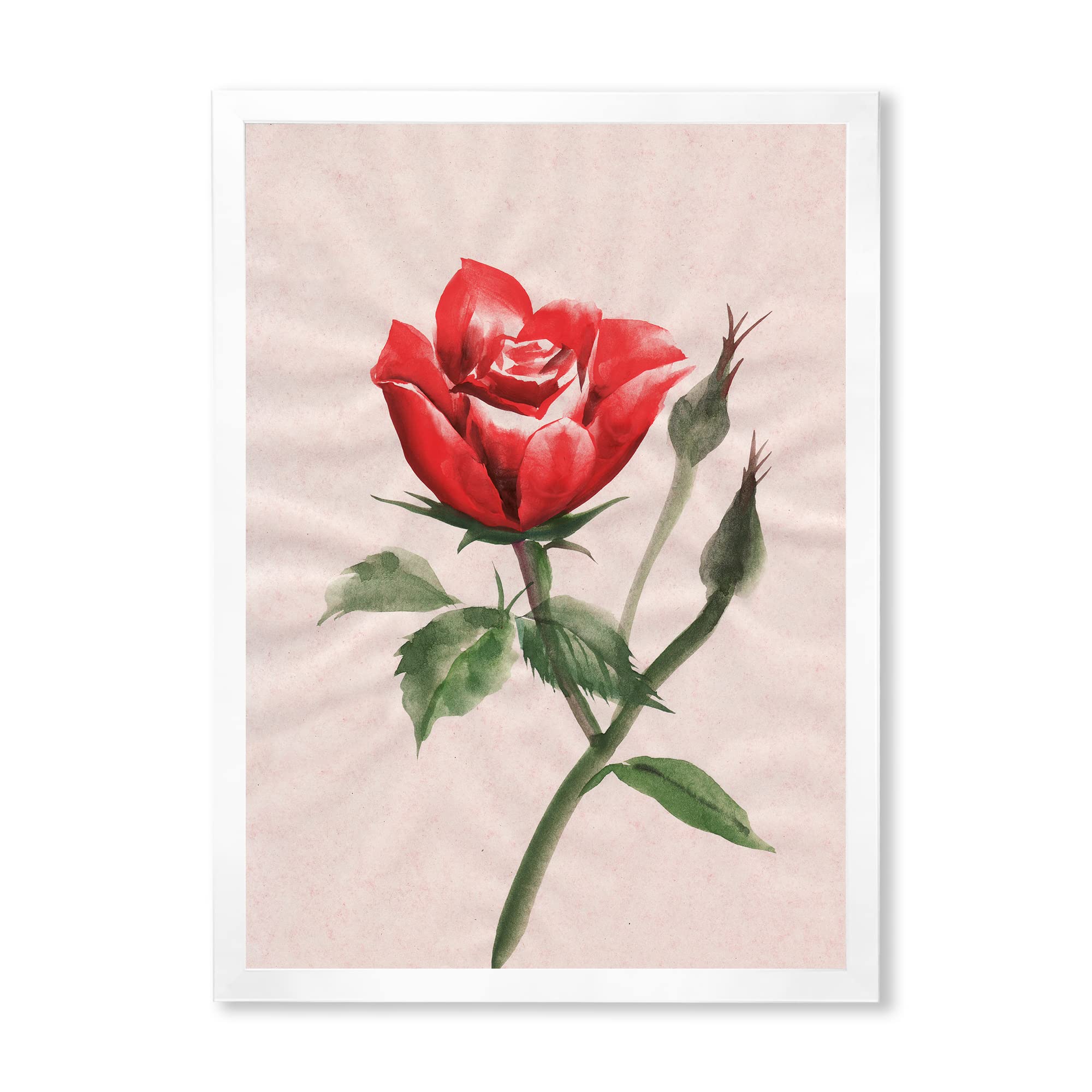 Vintage Red Rose Flower II Traditional Framed Wall Art - Classic Home Decor for Living Room, Bedroom & Office - Perfect Gift for Housewarming, Wedding & Anniversary