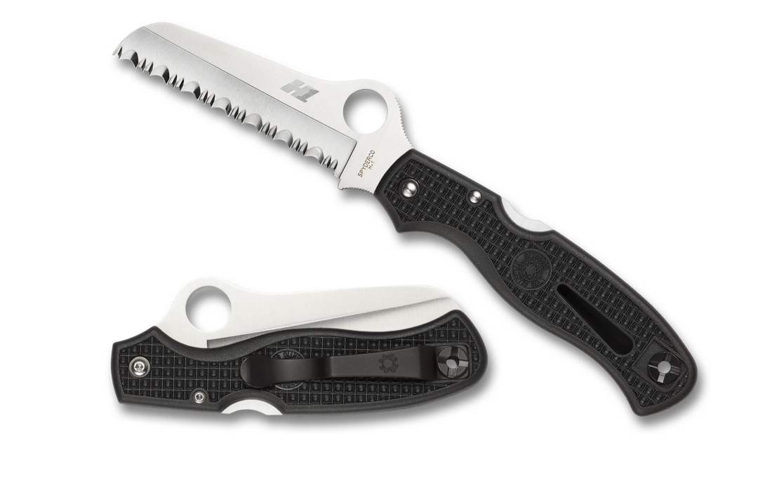Atlantic Salt™ Black FRN SpyderEdge Folding Knife - EDC, Outdoor, Survival & Tactical Use