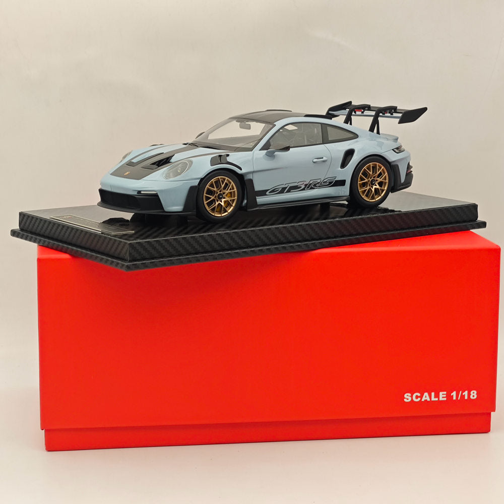 1/18 Scale Porsche 992 GT3 RS Gray Resin Diecast Model Car - High Quality Collectible for Display, Racing Enthusiasts & Home Office Decor
