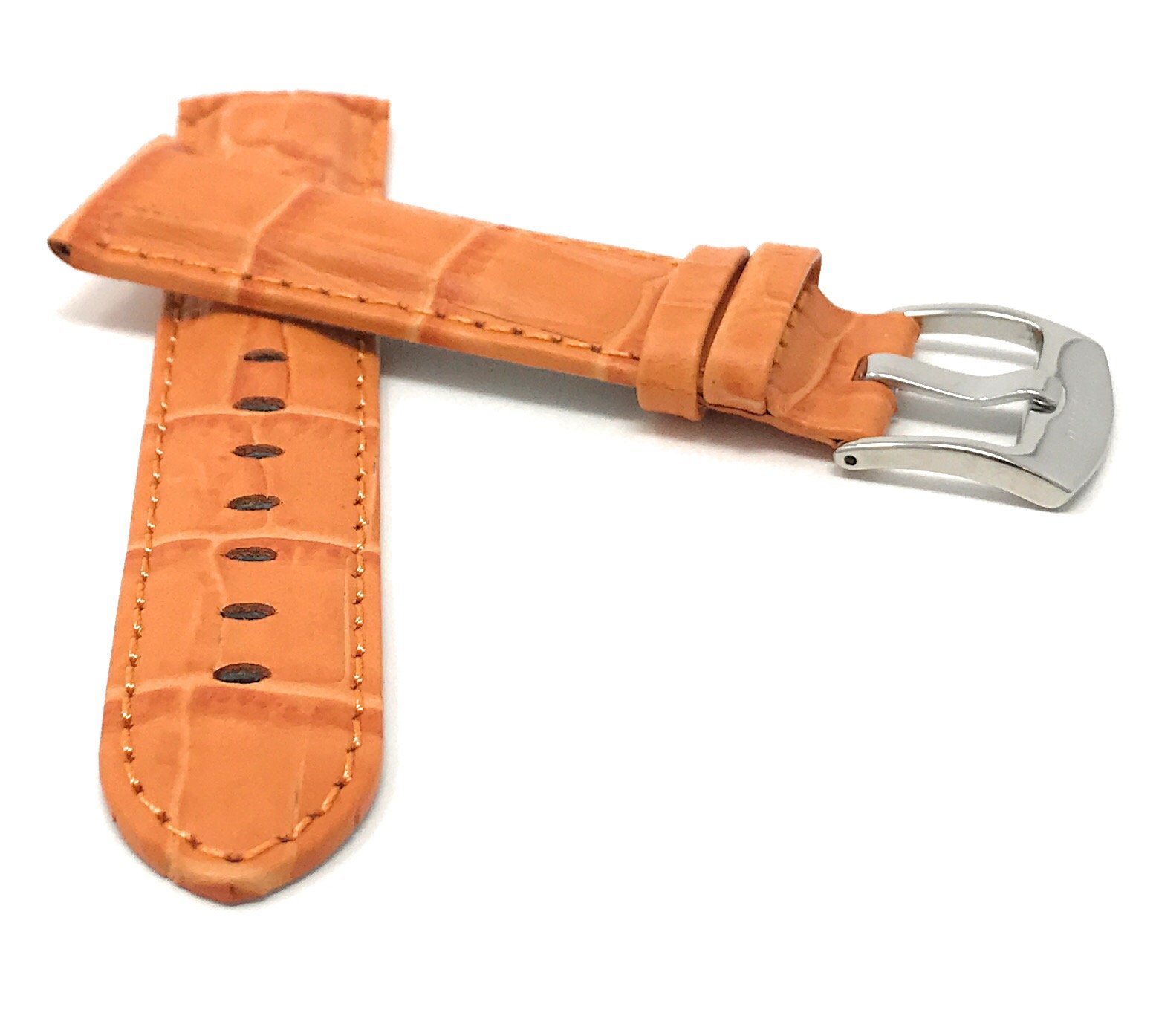 20mm Men's Alligator Leather Watch Band - Orange Strap for Classic & Smart Watches - Casual & Office Wear