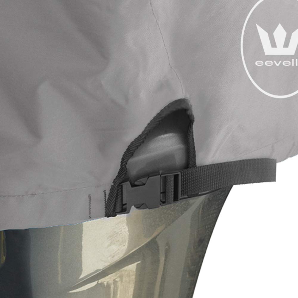 Eevelle Windstorm 600D Polyester Marine Outboard Motor Cover - Heavy Duty Boat Engine Hood for 225-300 HP Motors (Silver) - Waterproof, UV Resistant - Ideal for Boating, Fishing & Marine Protection