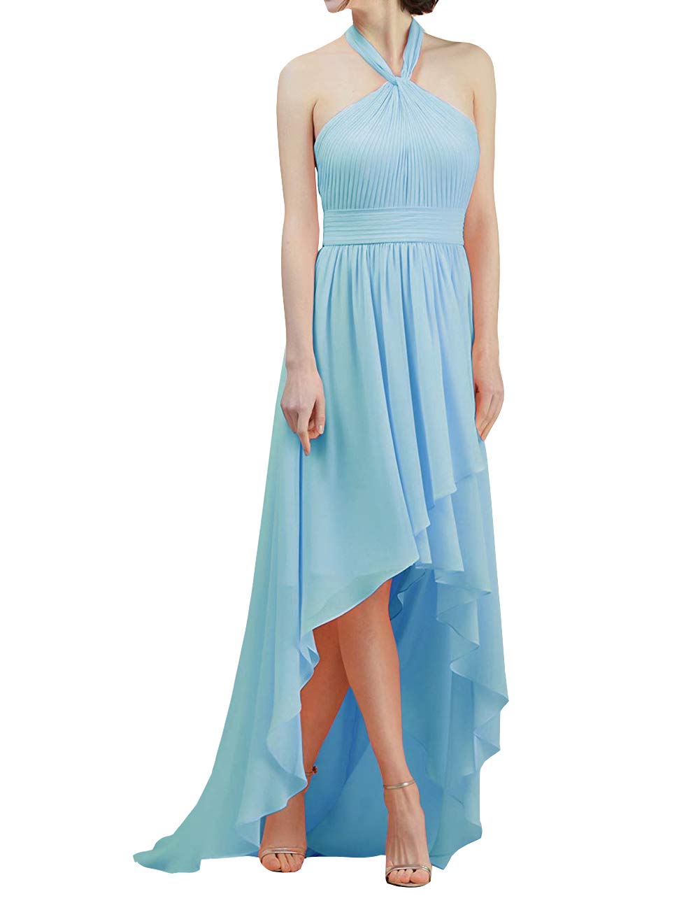 Elegant Women's High-Low Bridesmaid Dress Halter Evening Gown for Prom, Party & Wedding - Perfect for Formal Events, Dances & Special Occasions