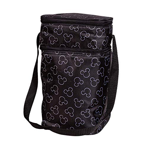 Disney Baby by J.L. Childress 6-Bottle Insulated Cooler Bag for Breastmilk, Baby Food & Bottles, Mickey Black Design - Perfect for Daycare, Travel & On-the-Go Feeding