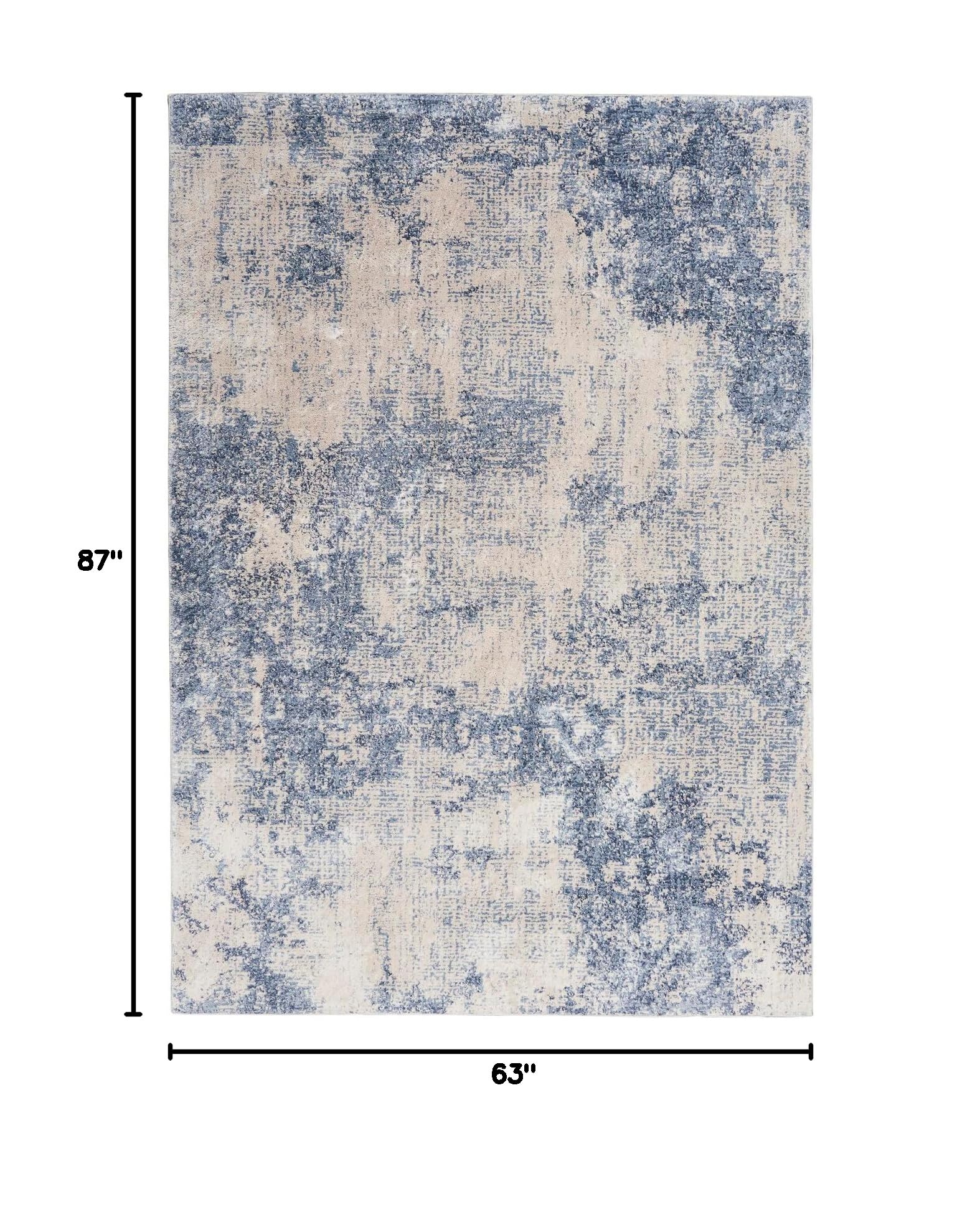 Nourison Sleek Textures Abstract Ivory/Blue 5'3