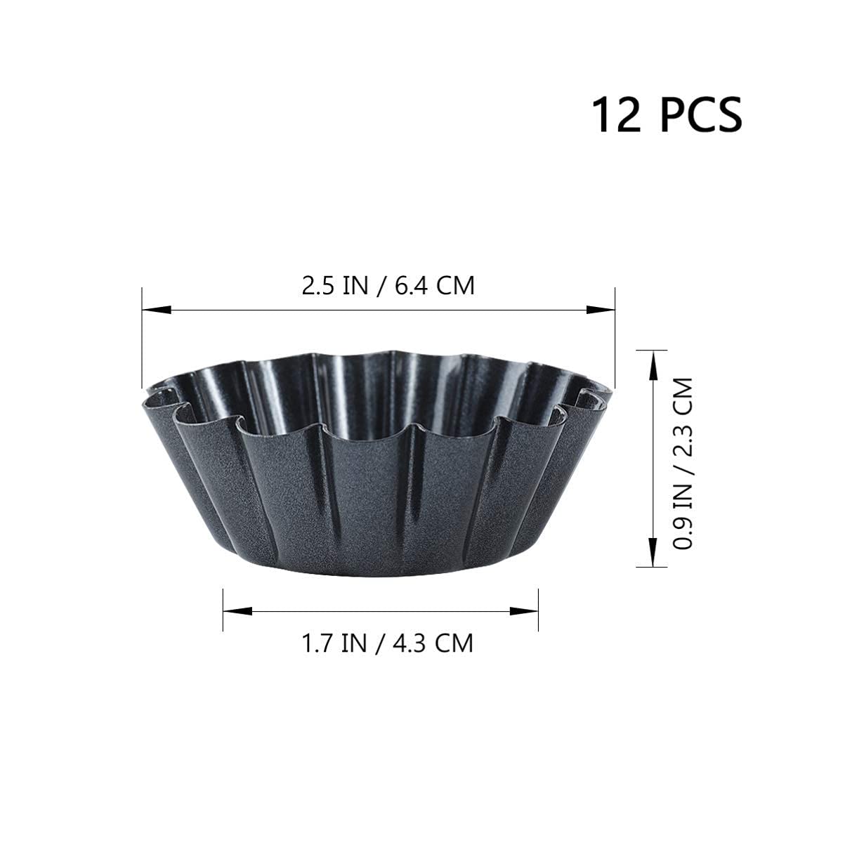 Healeved 12-Pack 2.6 x 0.9 Inch Mini Tart Pans - Nonstick Baking Cups for Egg Tarts, Pies, Quiche, Muffins & Cookies - Perfect for Home Baking, Dessert Making & Party Treats