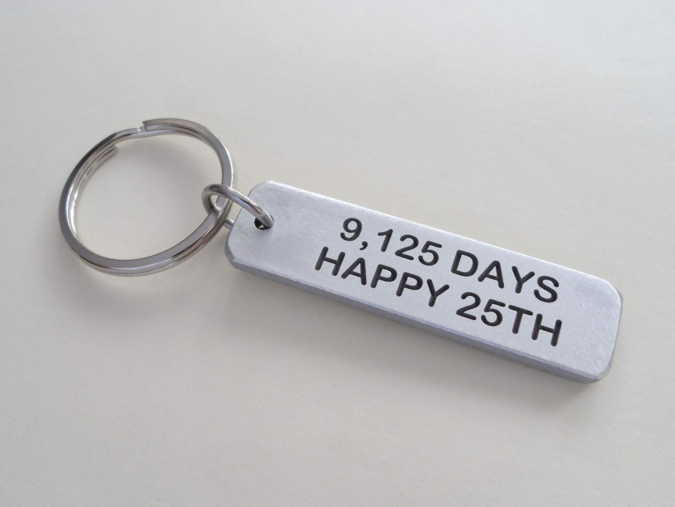 Personalized Aluminum Keychain - Engraved '9,125 Days, Happy 25th' for 25 Year Anniversary - Perfect Gift for Couples, Spouses & Milestone Celebrations