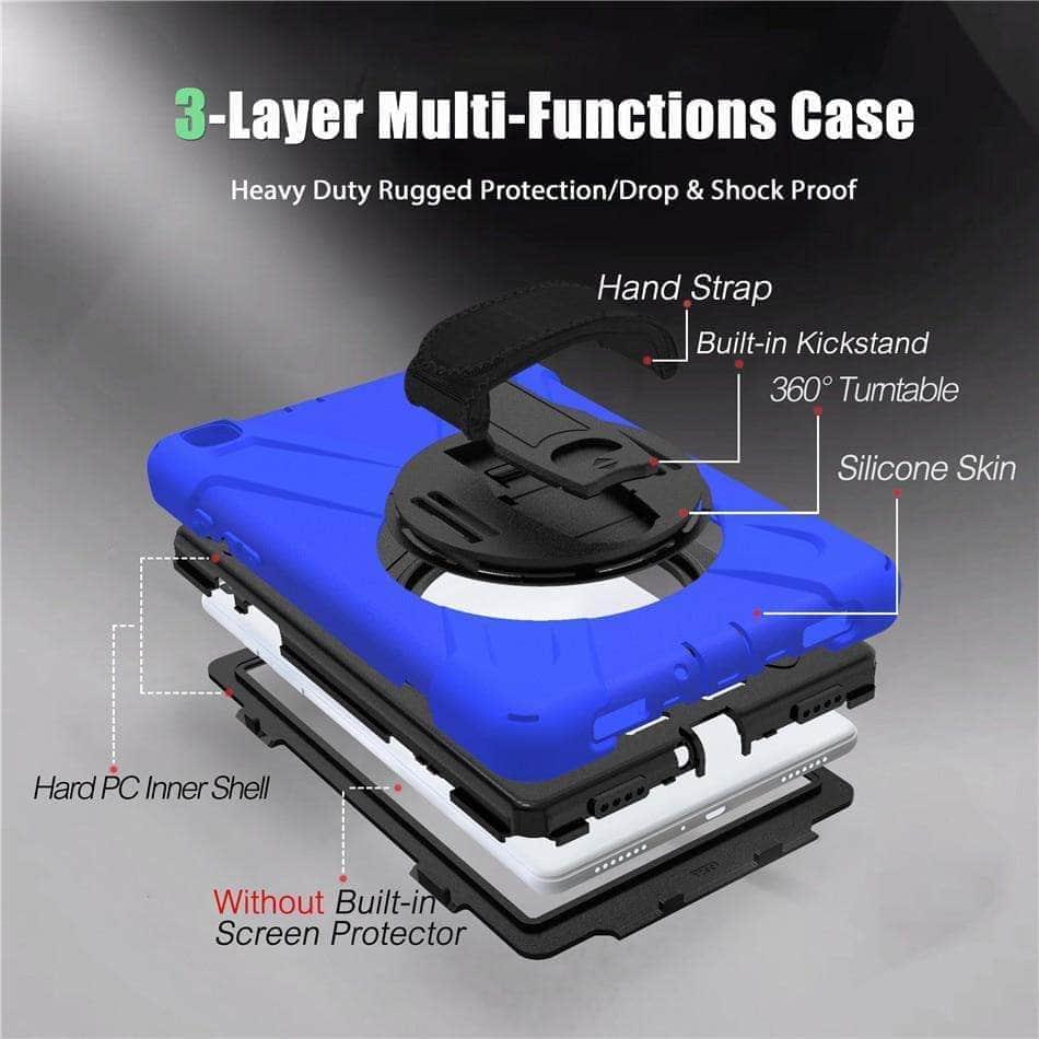 Samsung Galaxy Tab A 8.0 (2019) Heavy Duty Rugged Shockproof Case with 360° Rotating Kickstand & Hand/Neck Strap - Compatible with SM-T290/T295/T297 - Perfect for Outdoor, Travel and Kids Use