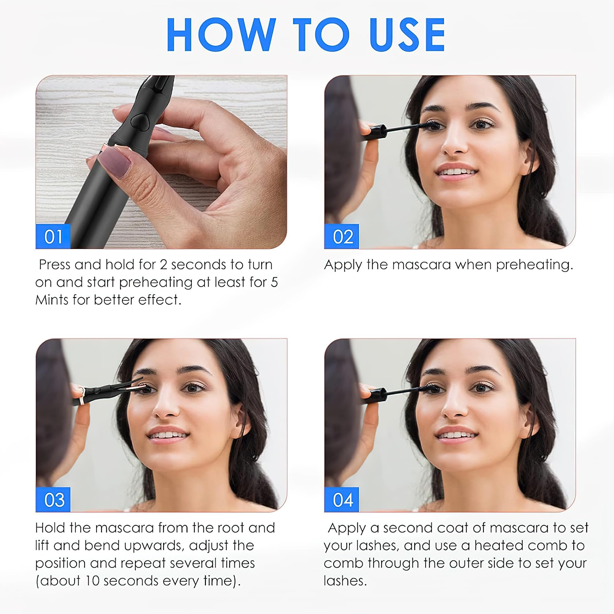 AVEDIA USB Rechargeable Heated Eyelash Curler - 3 Adjustable Temperature Settings for Perfect Curls, Waterproof & Safe Eyelash Lift Kit for Women | Great for Home, Travel & Professional Makeup Use
