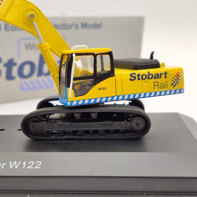 1/76 Scale Eddie Stobart Rail Komatsu PC340 Hydraulic Excavator Diecast Model - Yellow Construction Vehicle Toy for Adults & Collectors | Perfect for Civil Engineering Displays, Model Train Layouts, and Construction-Themed Collections