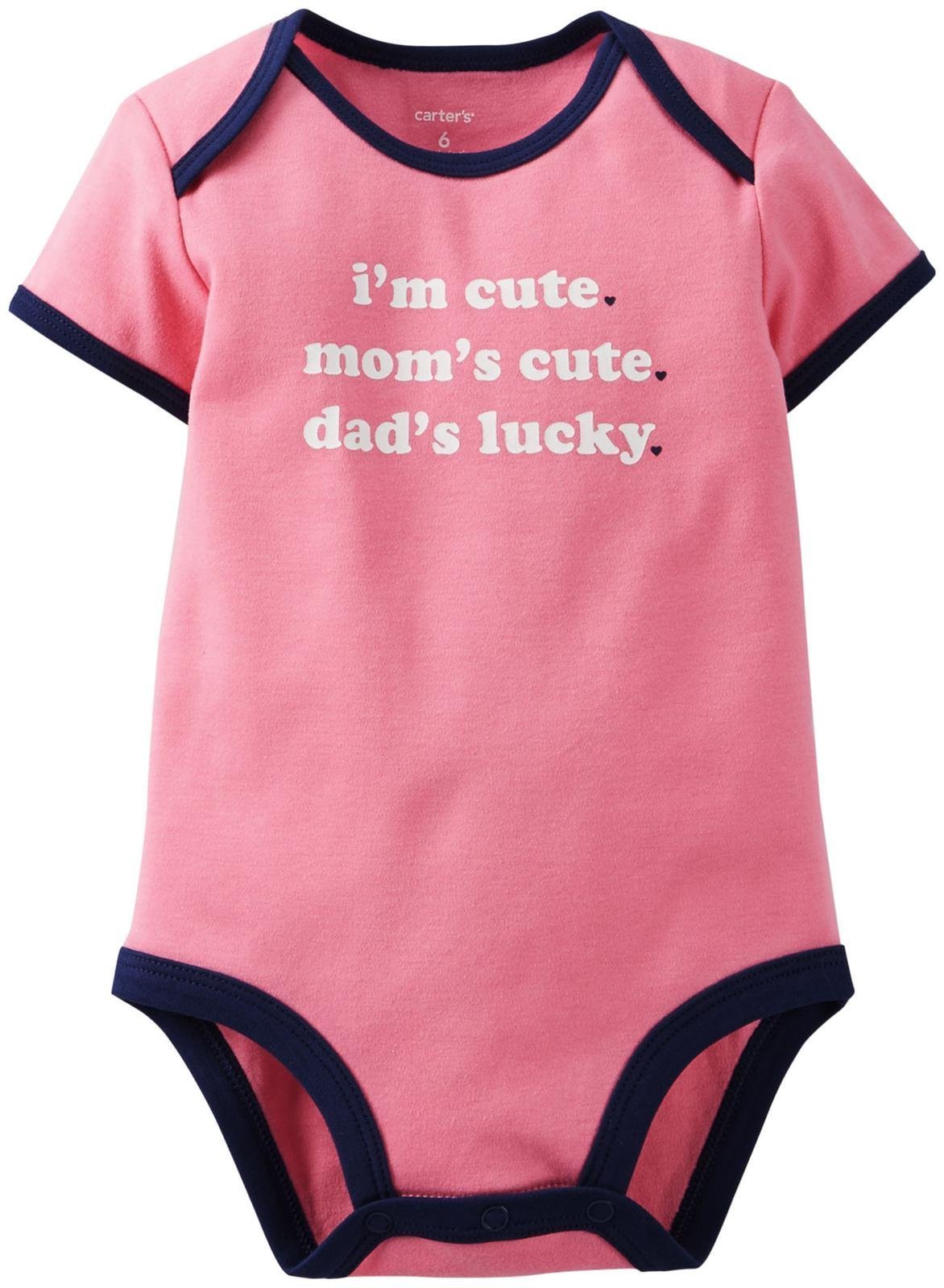 Carter's Baby Girls' Slogan Bodysuit - Soft Cotton Onesie for Infants - Pink - 9 Months - Perfect for Playtime, Photo Shoots & Everyday Wear