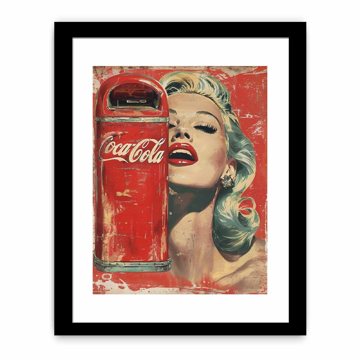 Vintage Coca-Cola Framed Print - Classic Retro Wall Art Decor for Home, Office, Bar & Restaurant - Perfect for Coca-Cola Collectors & Vintage Enthusiasts