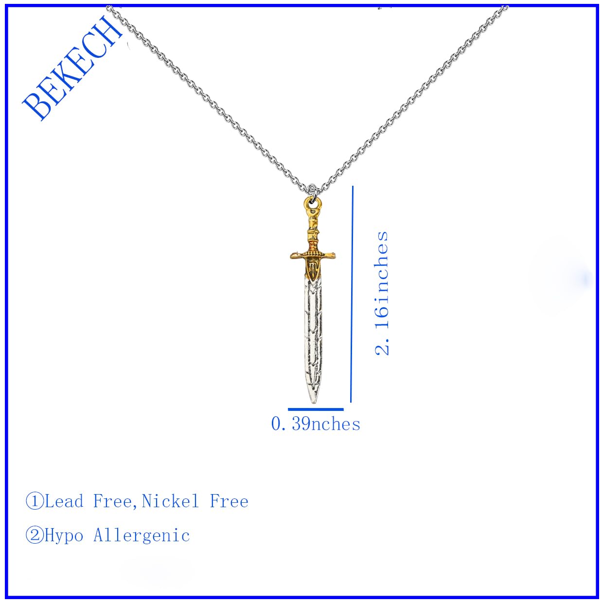 BEKECH Percy Jackson Movie Inspired Necklace - Sword Keychain Jewelry Gift for Percy Fans - Perfect for Cosplay, Camp Half-Blood Merch & Fantasy Lovers