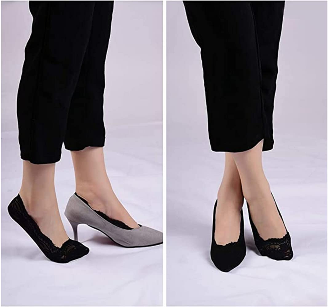 Cafurty 2 Pairs Women's No Show Liner Socks - Low Cut Invisible Lace Socks with Non-Slip Grip for Casual Wear (Black, US Shoe Size 5-7.5) | Perfect for Sneakers, Loafers & Flats