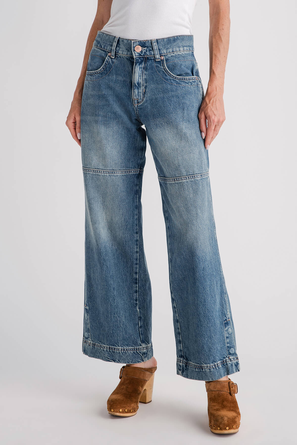 Free People Benji Relaxed Wide Leg Jeans for Women - High Waist Distressed Denim Pants - Comfortable & Stylish for Casual Outings & Weekend Wear