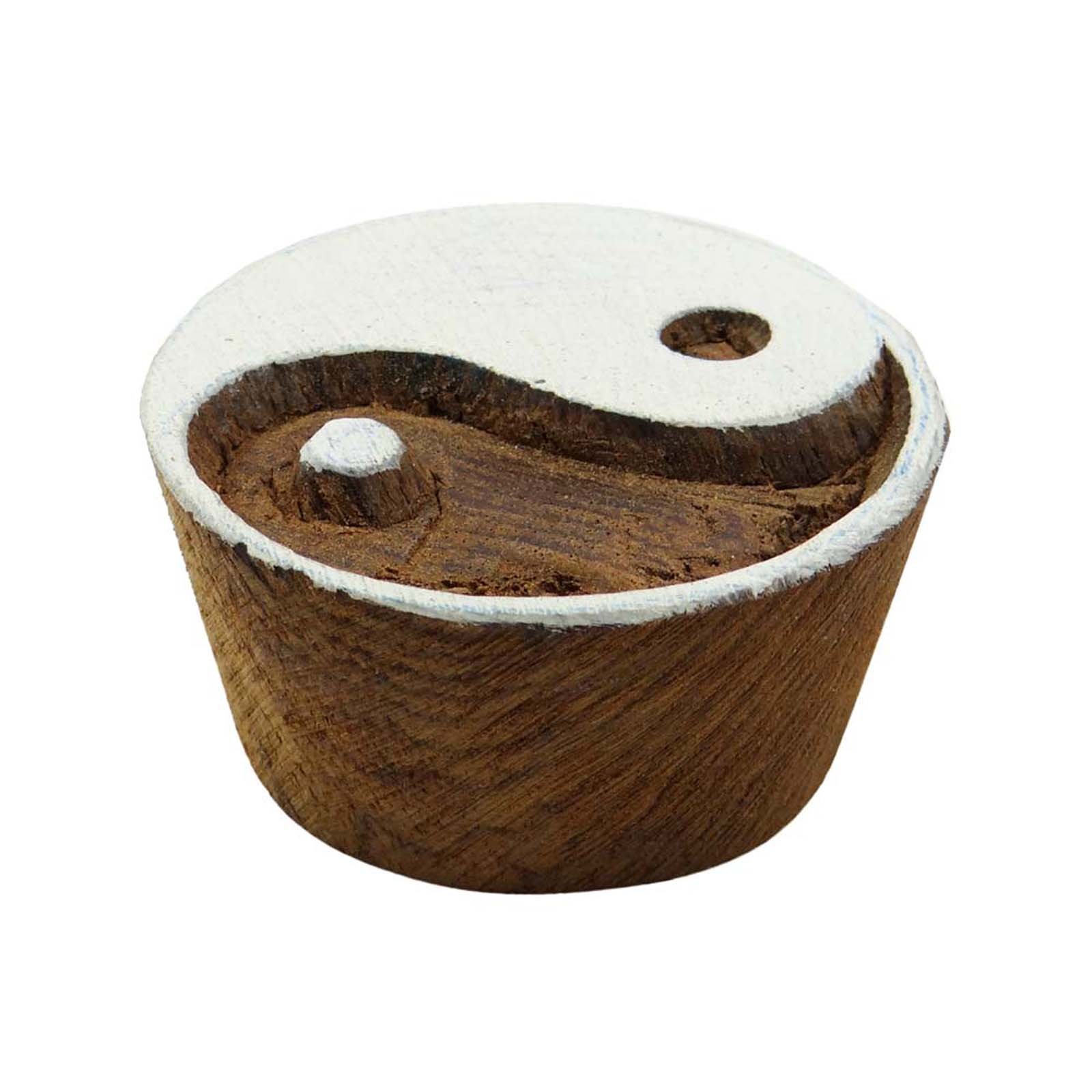 Handcarved Yin Yang Wood Stamp for Textile Printing - Indian Border Design