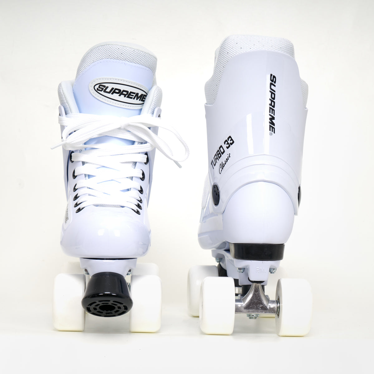 Supreme Turbo 33 White Roller Skates with Sims Wheels - Adjustable Quad Roller Skates for Women & Men - Outdoor & Indoor Skating, Rink, Roller Derby, Fitness & Fun (Multiple Color Options)